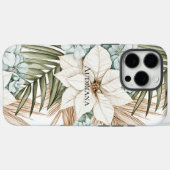 Coques Case-Mate iPhone Fleurs blanches bleues tropicales (Verso (horizontal))