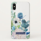Coques Case-Mate iPhone Fleurs blanches classiques Nom personnalisé (Dos)