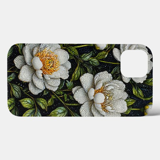 Coques Case-Mate iPhone Fleurs blanches Élégante esthétique florale (Verso (horizontal))