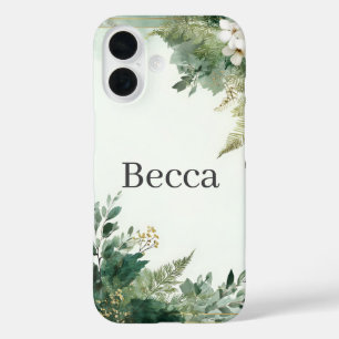 Coques iPhone 16 Fleurs blanches et feuillage