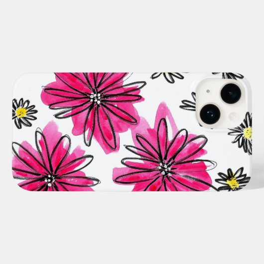 Coques Case-Mate iPhone Fleurs blanches et roses (Verso (horizontal))
