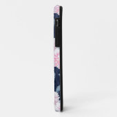 Coques Case-Mate iPhone Fleurs blanches et roses sur bleu foncé. (Dos/Gauche)