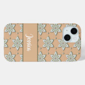 Coques Case-Mate iPhone Fleurs blanches gravées sur bronze (Verso (horizontal))