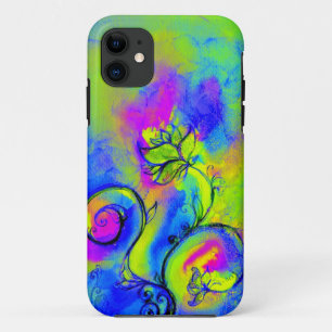 Coque iPhone 11 FLEURS BLANCHES rose jaune vert violet