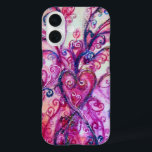 Coques iPhone 16 FLEURS BLANCHES rose vif violet rouge violet<br><div class="desc">Coloré,  fuchsia,  blanc violet,  violet,  bleu rose fleurit et fleurit au printemps.Aquarelle peinture avec feuille dorée et argent.</div>
