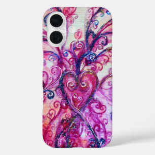Coques iPhone 16 FLEURS BLANCHES rose vif violet rouge violet