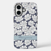Coques Case-Mate iPhone Fleurs blanches rustiques croquis teinte bleue nom (Verso)