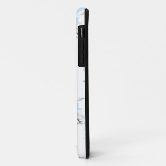 Coques Case-Mate iPhone Fleurs blanches sur bleu clair. (Dos/Gauche)
