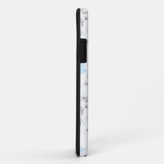 Coques Case-Mate iPhone Fleurs blanches sur bleu clair. (Dos/Droite)