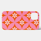 Coques Case-Mate iPhone Fleurs blanches sur motif de cercles roses du mili (Verso (horizontal))