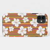 Coques Case-Mate iPhone Fleurs blanches sur un arrière - plan rayé (Dos (Horizontal))