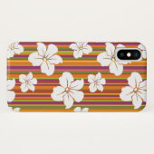 Coques Case-Mate iPhone Fleurs blanches sur un arrière - plan rayé (Dos (Horizontal))