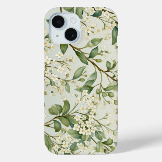 Coques Case-Mate iPhone Fleurs blanches Verdure Aquarelle Florale (Verso)