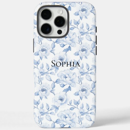 Coques Case-Mate iPhone Fleurs Blancs Chic Et Joli Bleu (Verso)