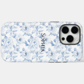 Coques Case-Mate iPhone Fleurs Blancs Chic Et Joli Bleu (Verso (horizontal))