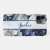 Coques Case-Mate iPhone Fleurs Bleu Foncé (Dos (Horizontal))