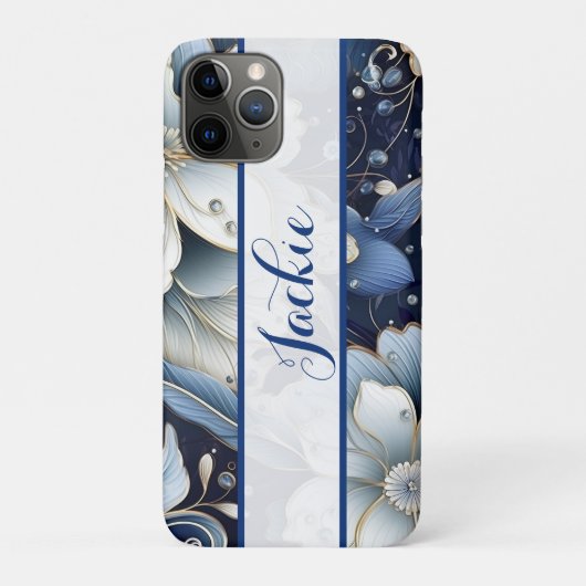 Coques Case-Mate iPhone Fleurs Bleu Foncé (Dos)