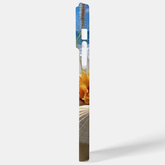 COQUES Case-Mate iPhone FLEURS BLEU & JAUNE SUR UNE PLAGE DE SABLE (Verso / Gauche)