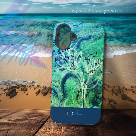 Coques Case-Mate iPhone Fleurs bleu vert Ombre Aqua