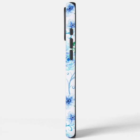 Coques Case-Mate iPhone Fleurs bleues blanches (Verso / Gauche)