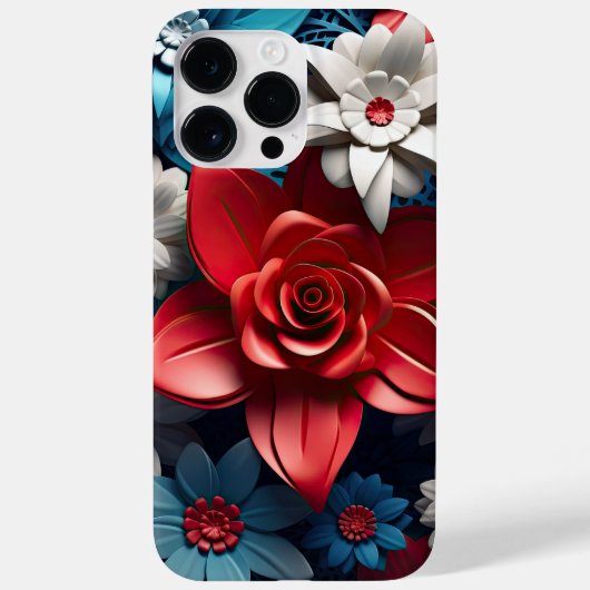 COQUES Case-Mate iPhone FLEURS BLEUES BLANCHES ROUGES PATRIOTIQUES AMÉRICA (Verso)