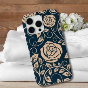 Coque iPhone 15 Pro Max Fleurs bleues Brown