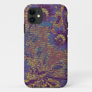Coque iPhone 11 Fleurs bleues contre le motif de camouflage de