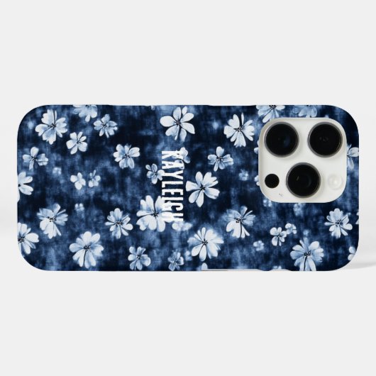 Coques Case-Mate iPhone Fleurs bleues Denim (Verso (horizontal))
