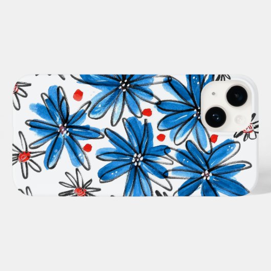 Coques Case-Mate iPhone Fleurs bleues et blanches (Verso (horizontal))