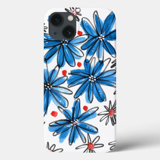 Coques Case-Mate iPhone Fleurs bleues et blanches (Verso)