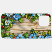 Coques Case-Mate iPhone Fleurs bleues et coccinelles (Verso (horizontal))