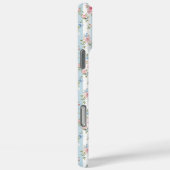 Coques Case-Mate iPhone Fleurs bleues et roses et rubans rayés (Verso / Droite)