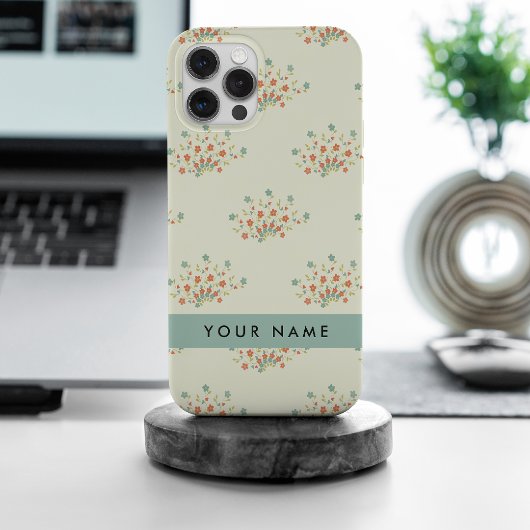 Coques Case-Mate iPhone Fleurs bleues et rouges, Bleu, Votre nom
