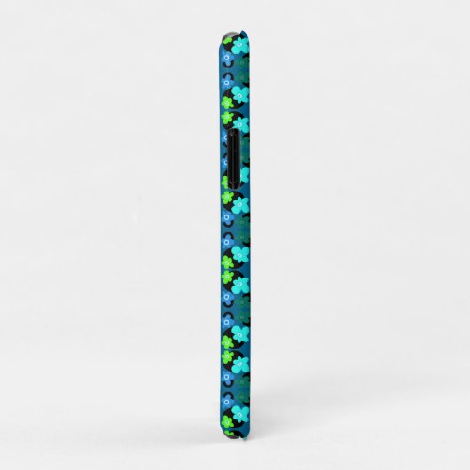 Coques Case-Mate iPhone Fleurs bleues et vertes (Dos/Droite)