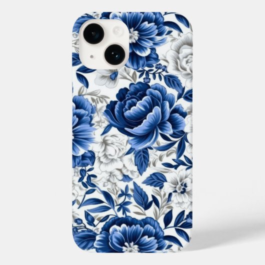 Coques Case-Mate iPhone Fleurs bleues Indigo (Verso)