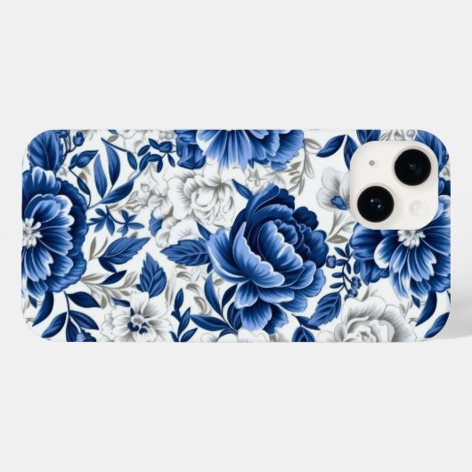 Coques Case-Mate iPhone Fleurs bleues Indigo (Verso (horizontal))