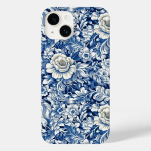 Coque Pour iPhone 14 Fleurs bleues Indigo