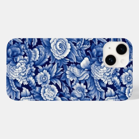 Coques Case-Mate iPhone Fleurs bleues Indigo (Verso (horizontal))