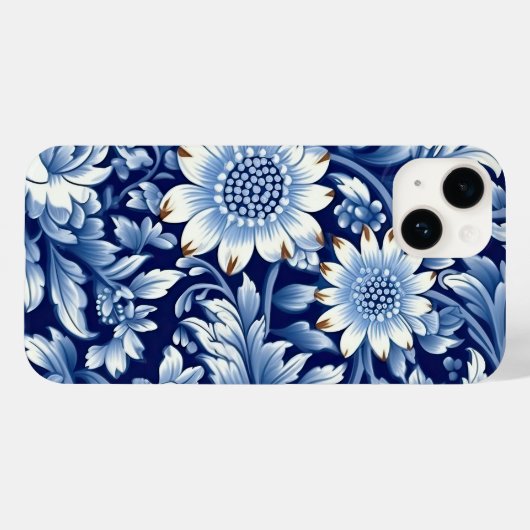 Coques Case-Mate iPhone Fleurs bleues Indigo (Verso (horizontal))