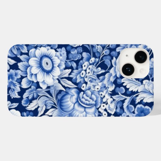 Coques Case-Mate iPhone Fleurs bleues Indigo (Verso (horizontal))