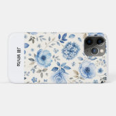 Coques Case-Mate iPhone Fleurs bleues sur fond blanc aquarelle (Dos (Horizontal))