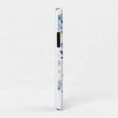 Coques Case-Mate iPhone Fleurs bleues sur fond blanc aquarelle (Dos/Droite)