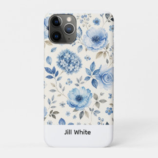 Case-Mate iPhone Case Fleurs bleues sur fond blanc aquarelle