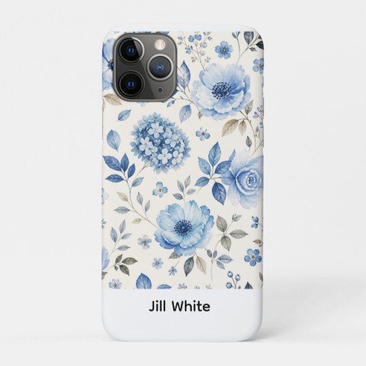 Coques Case-Mate iPhone Fleurs bleues sur fond blanc aquarelle (Dos)