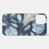 Coques Case-Mate iPhone Fleurs Boho Chic : Aquarelle bleu foncé P (Verso (horizontal))