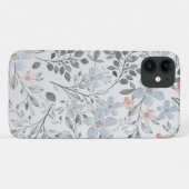 Coques Case-Mate iPhone Fleurs botaniques florales gris rose bleu (Dos (Horizontal))