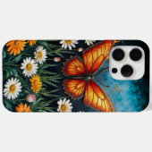 Coques Case-Mate iPhone Fleurs chamomiles de papillon d'insecte orange vif (Verso (horizontal))