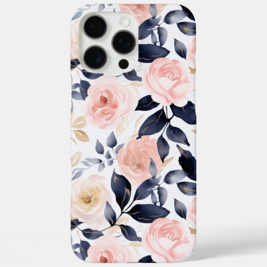 Coques Case-Mate iPhone Fleurs Chic Bleu Rose (Verso)