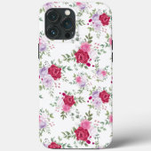 Coques Case-Mate iPhone Fleurs chic rose et rouge Botanique élégant (Verso)