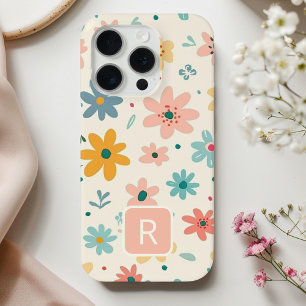 Coque iPhone 15 Pro Fleurs colorées Fille Motif sans couture